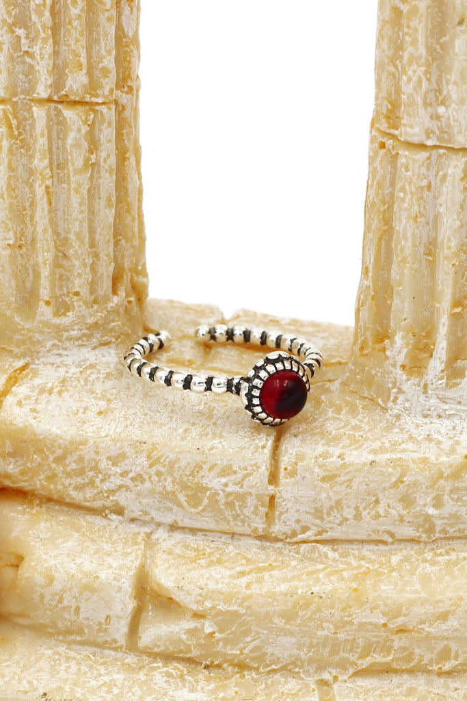 red small crystal open ring necklace set