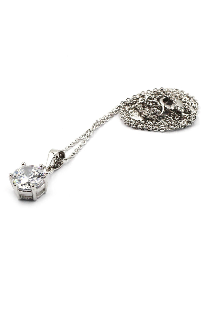 shiny six prong crystal ring necklace set