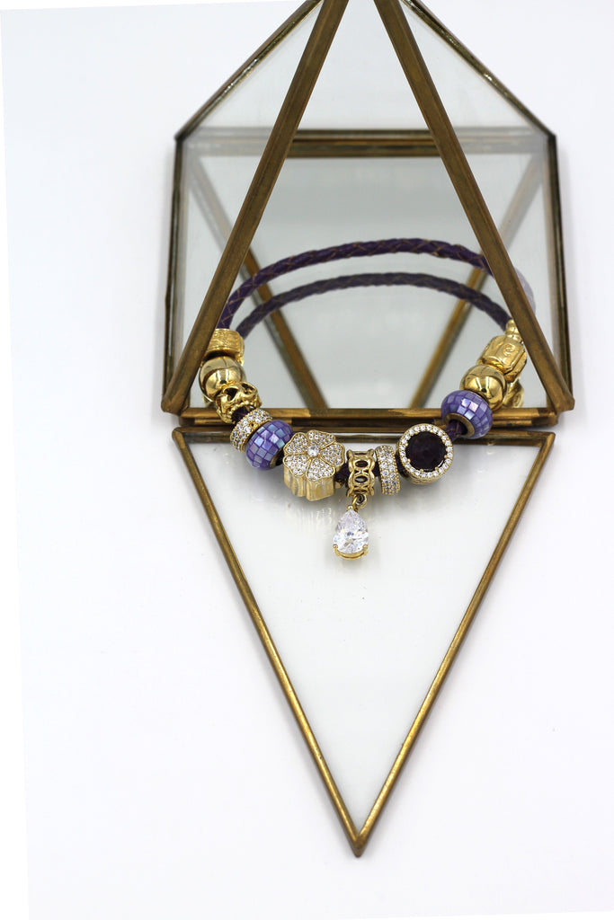 Fashion Purple Crystal Necklace Bracelet Set