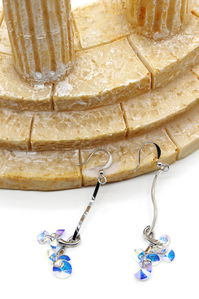 lovely silver line swarovski crystal earrings