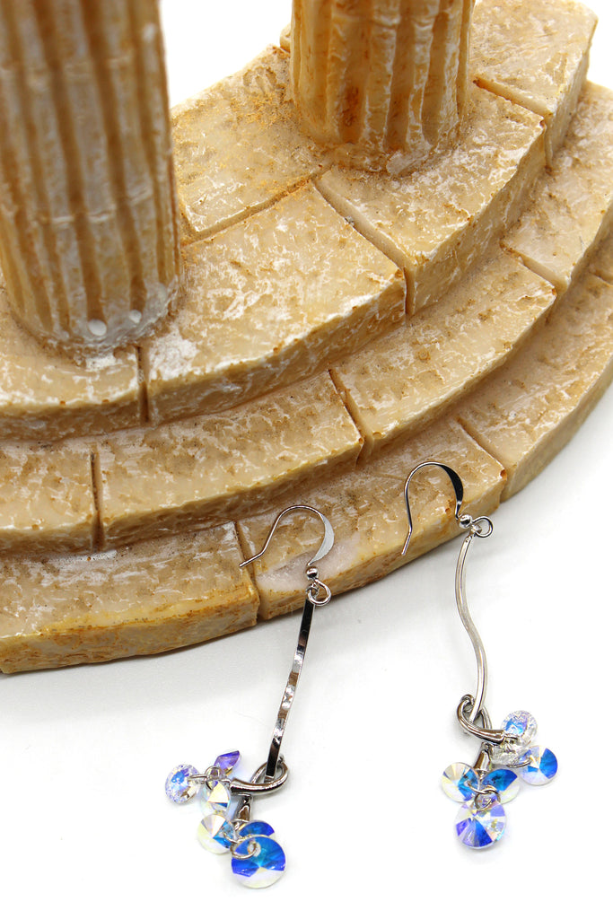 lovely silver line swarovski crystal earrings