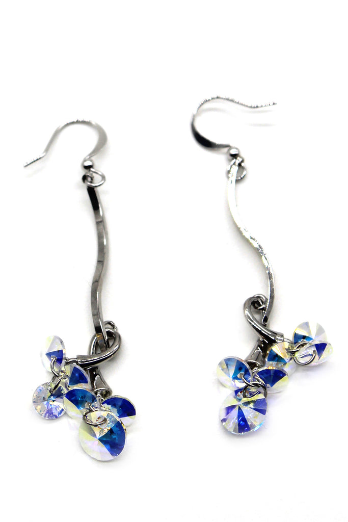 lovely silver line swarovski crystal earrings
