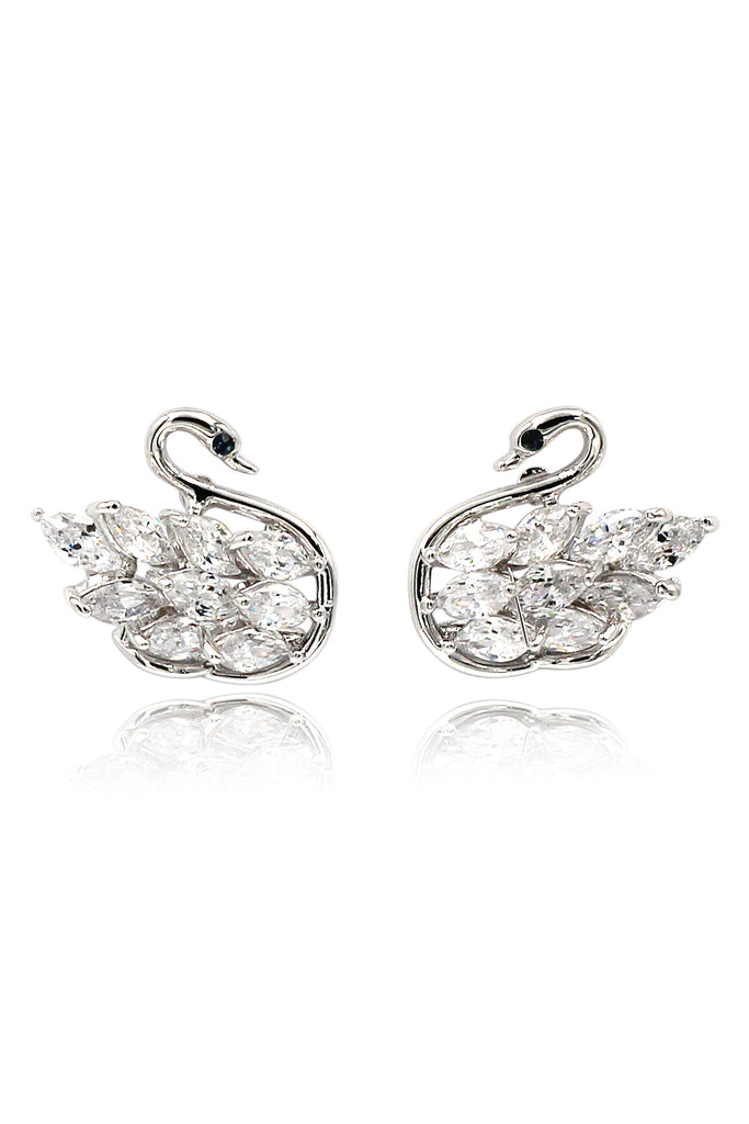 encrusted crystal swan earrings ring set