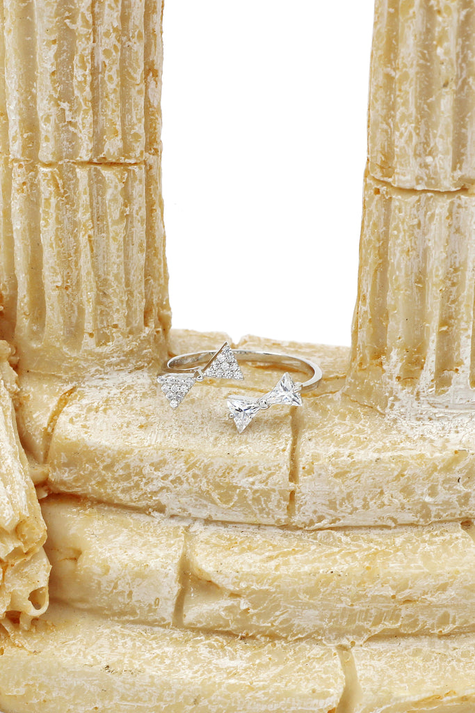 bow open crystal ring