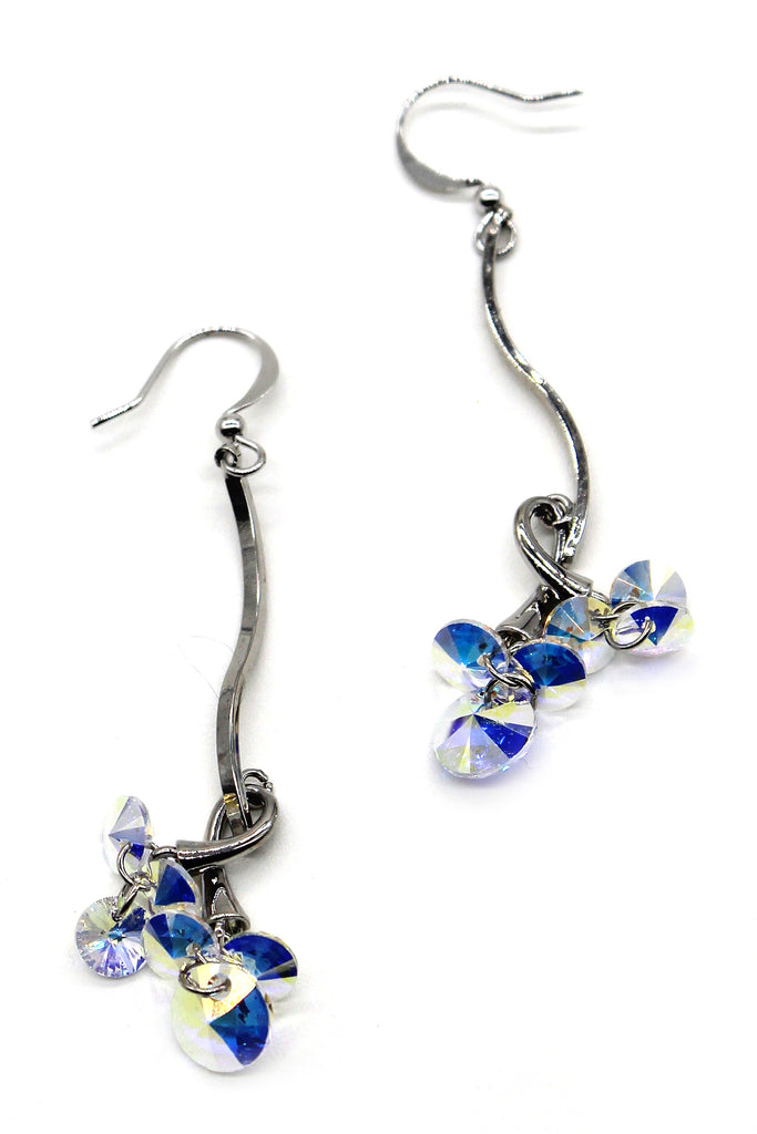 lovely silver line swarovski crystal earrings