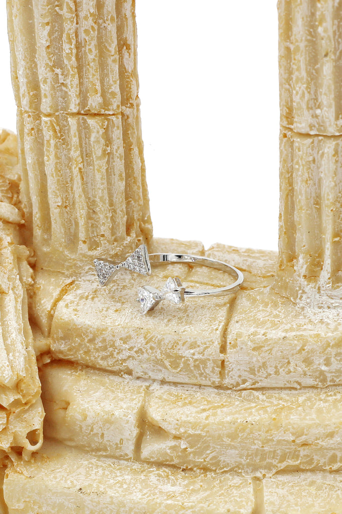 bow open crystal ring