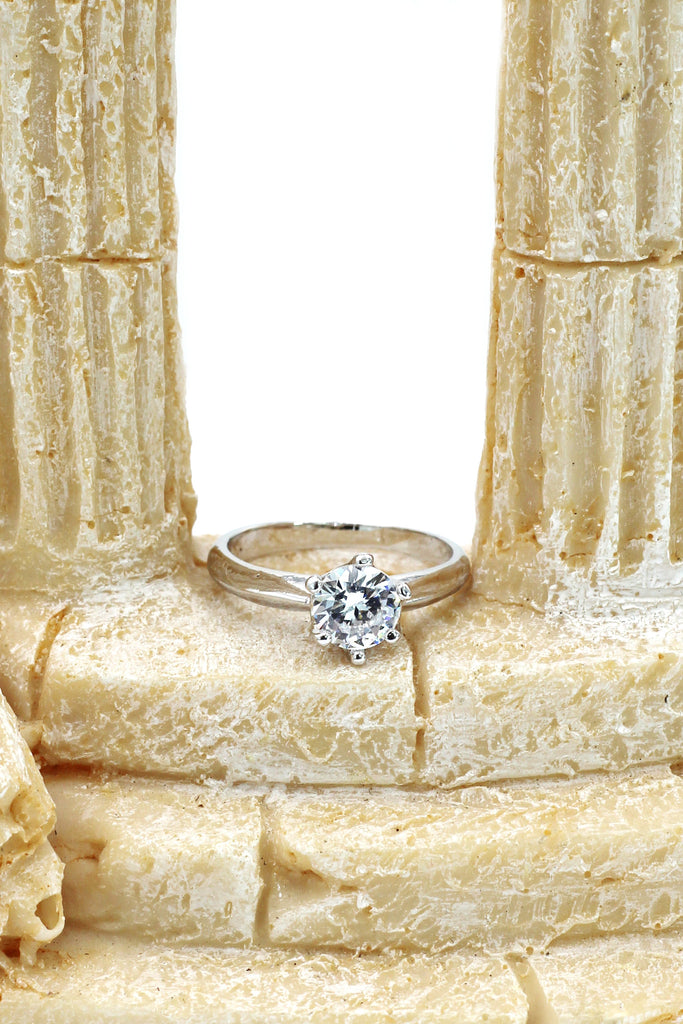 single crystal bare silver ring