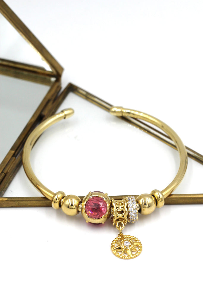 Fashion round crystal bracelet earrings set