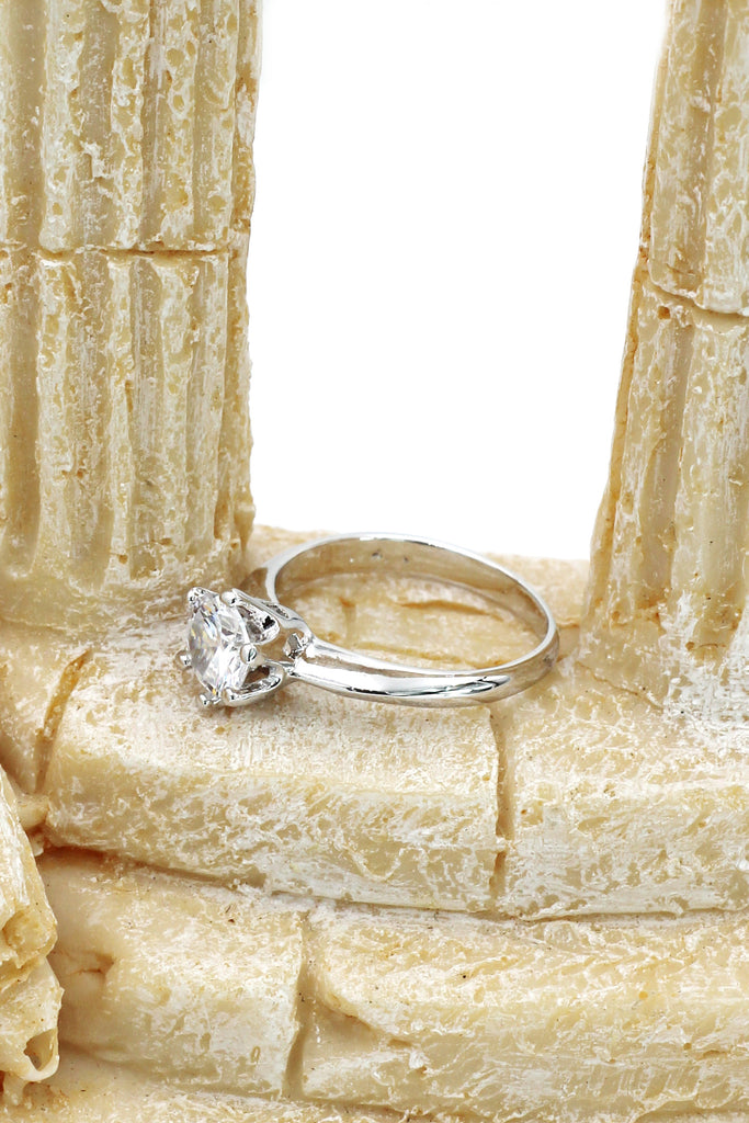 single crystal bare silver ring