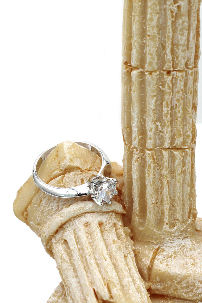 single crystal bare silver ring