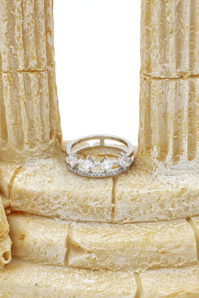small square crystal earring ring set