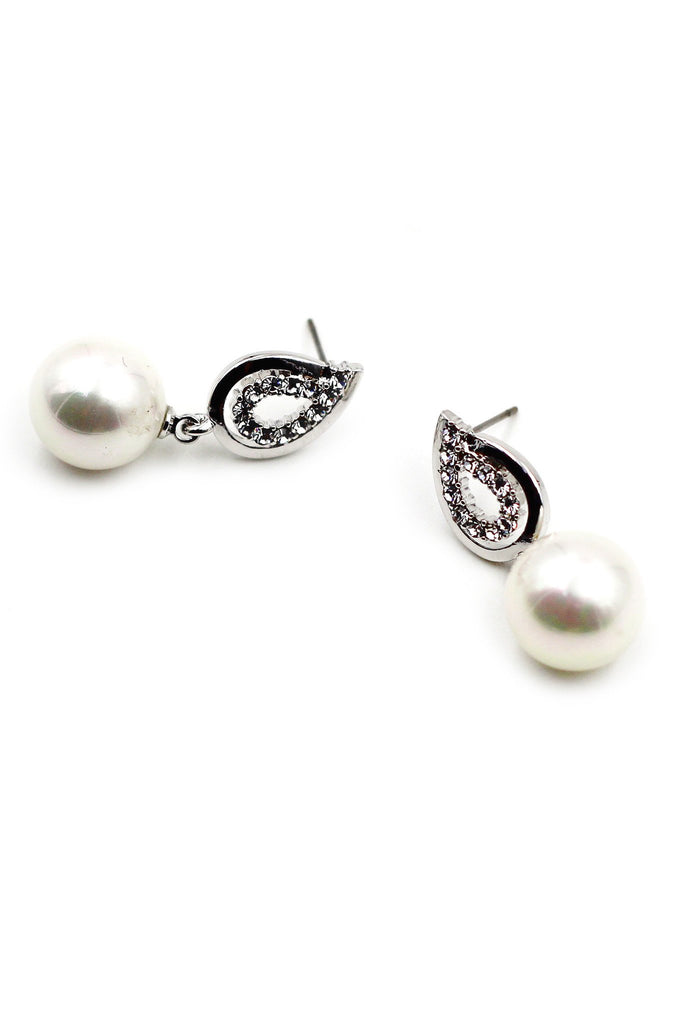 beautiful pearl crystal earrings necklace set