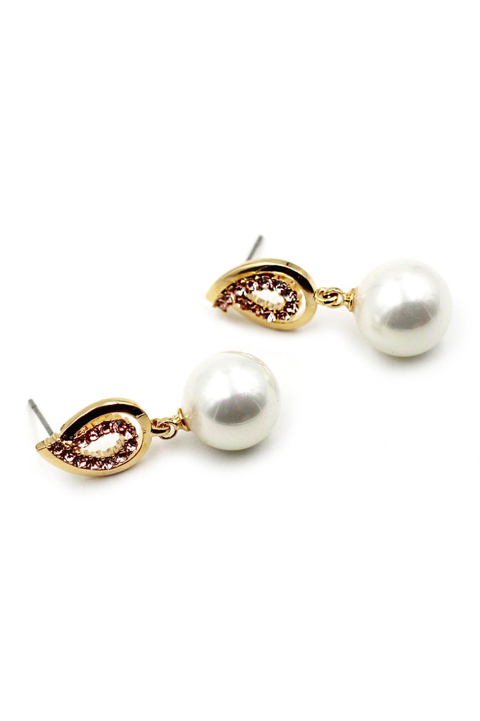 striped crystal pearl necklace earring set