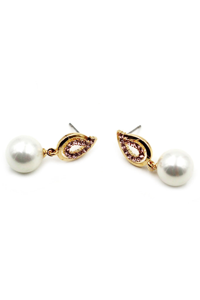 striped crystal pearl necklace earring set