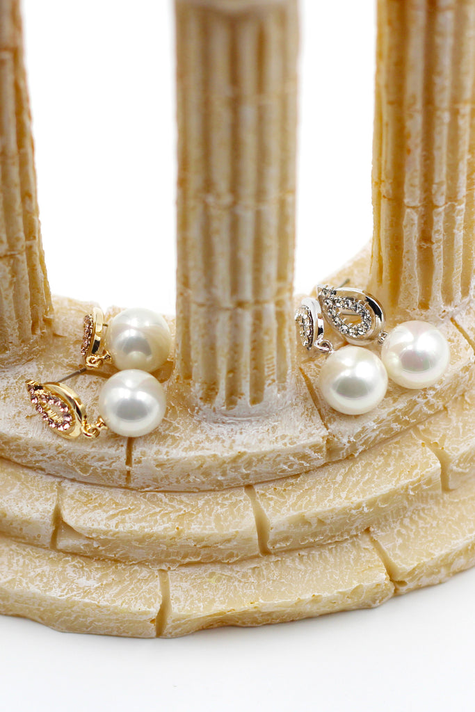 fashion wing pearl silver necklace earrings set