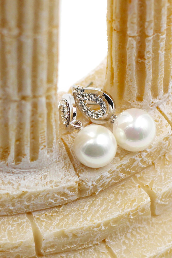 beautiful pearl crystal earrings necklace set