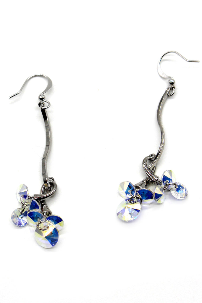 lovely silver line swarovski crystal earrings
