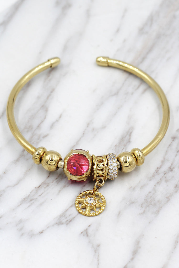 Fashion round crystal bracelet earrings set