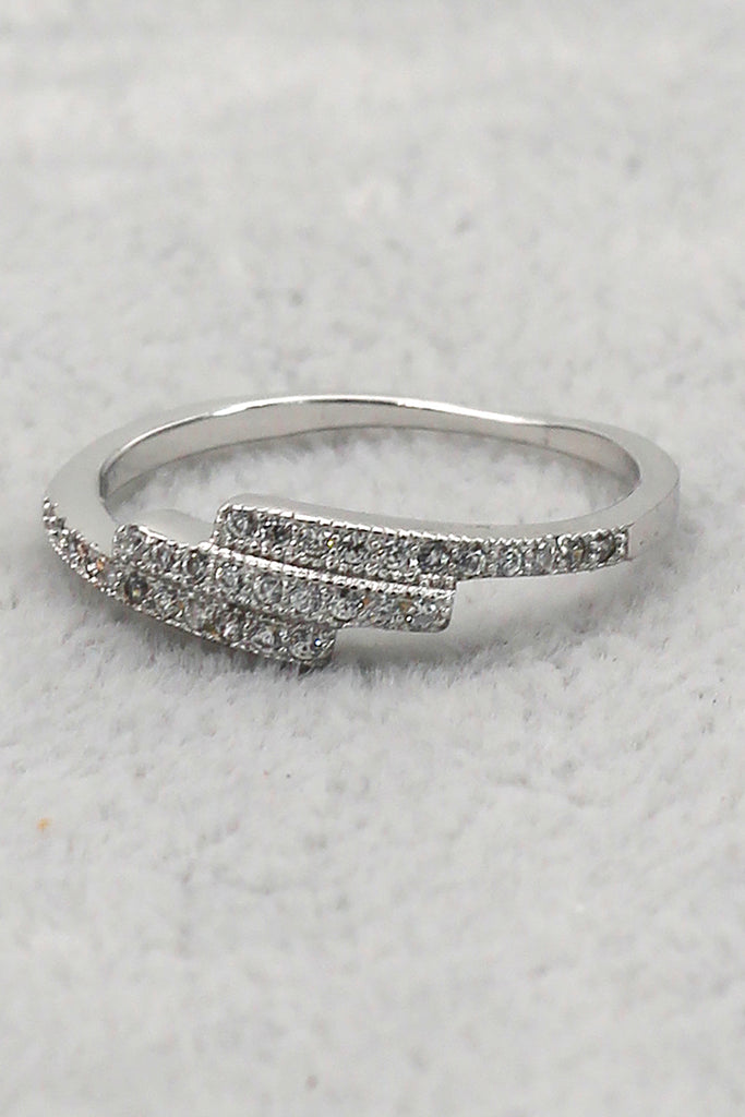 fashion inlay small crystal overlapping ring
