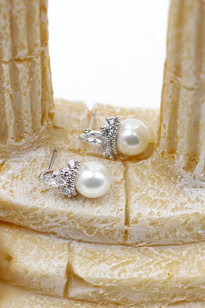 beautiful pearl crystal earrings necklace set