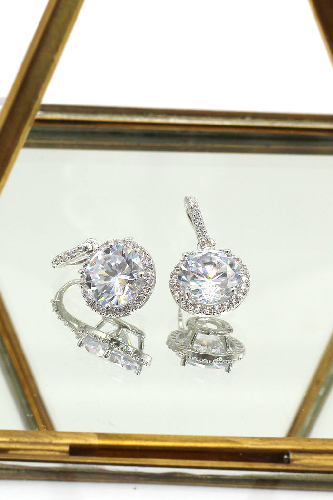 shiny small pendant clavicle chain earrings set
