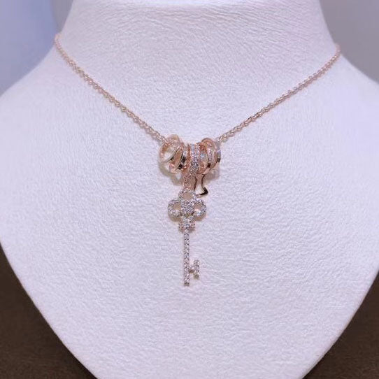 fashion mini key crystal necklace