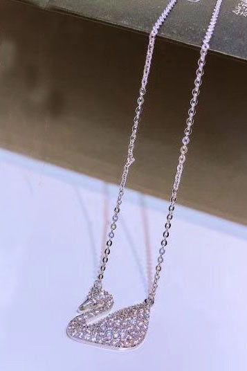 single swan crystal necklace ring set