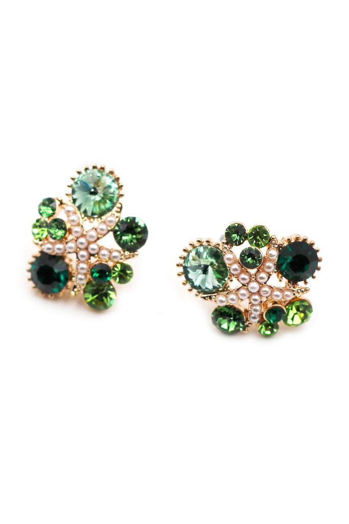 Fashion Colorful starfish crystal small pearl earrings