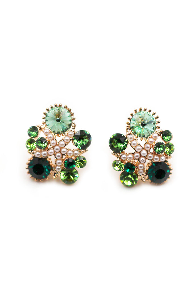 Fashion Colorful starfish crystal small pearl earrings