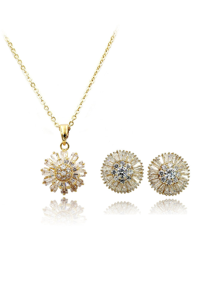 elegant necklace earrings crystal set