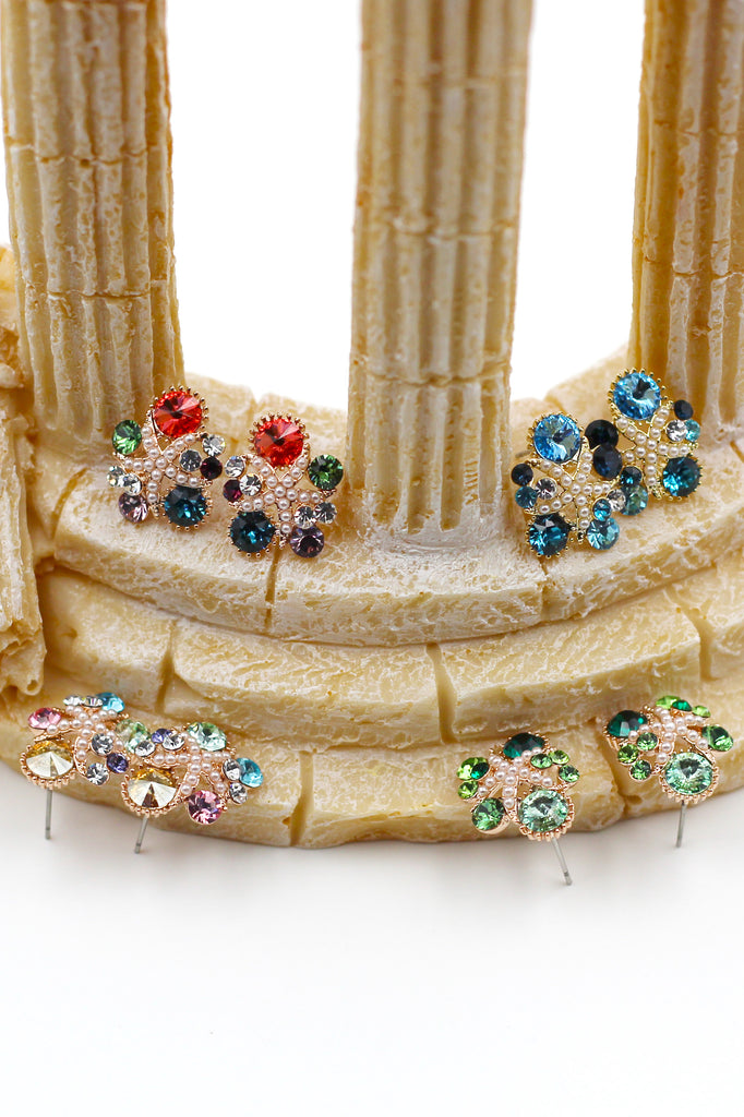 Fashion Colorful starfish crystal small pearl earrings