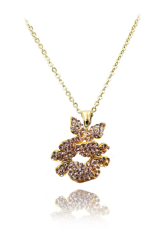 fashion butterfly crystal necklace earrings set