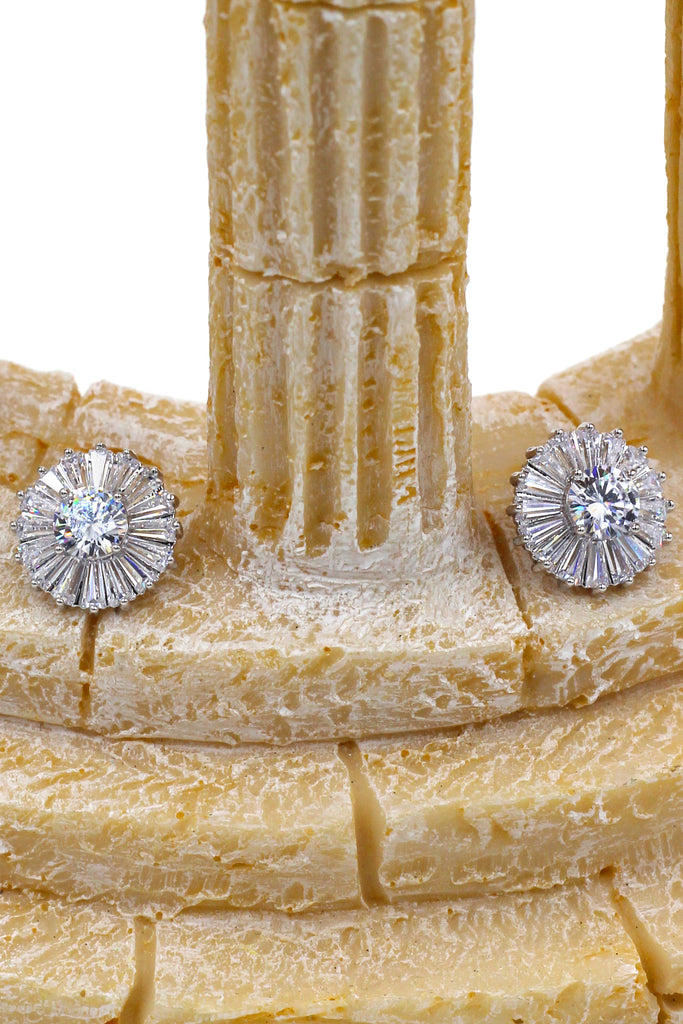 sunflowers diamond silver earrings