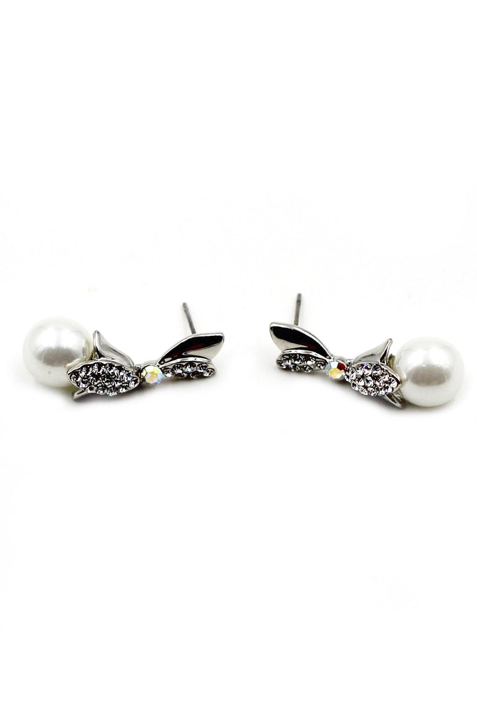 mini crystal cross pendant pearl earring set