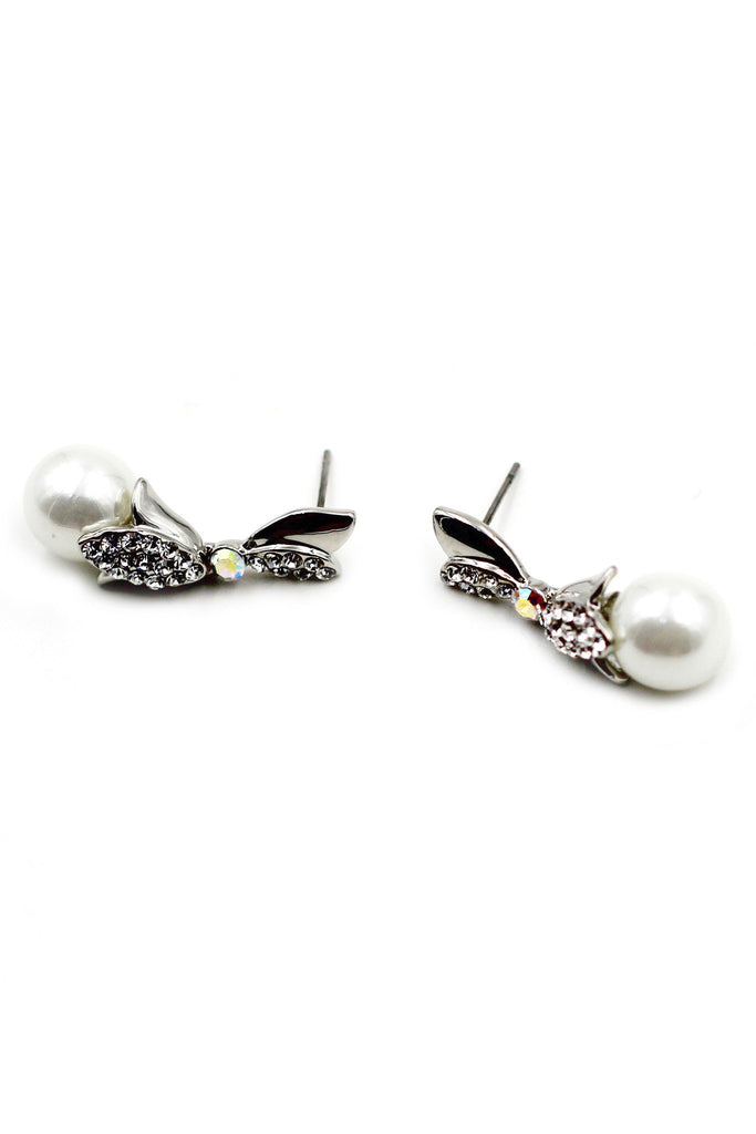 mini crystal cross pendant pearl earring set