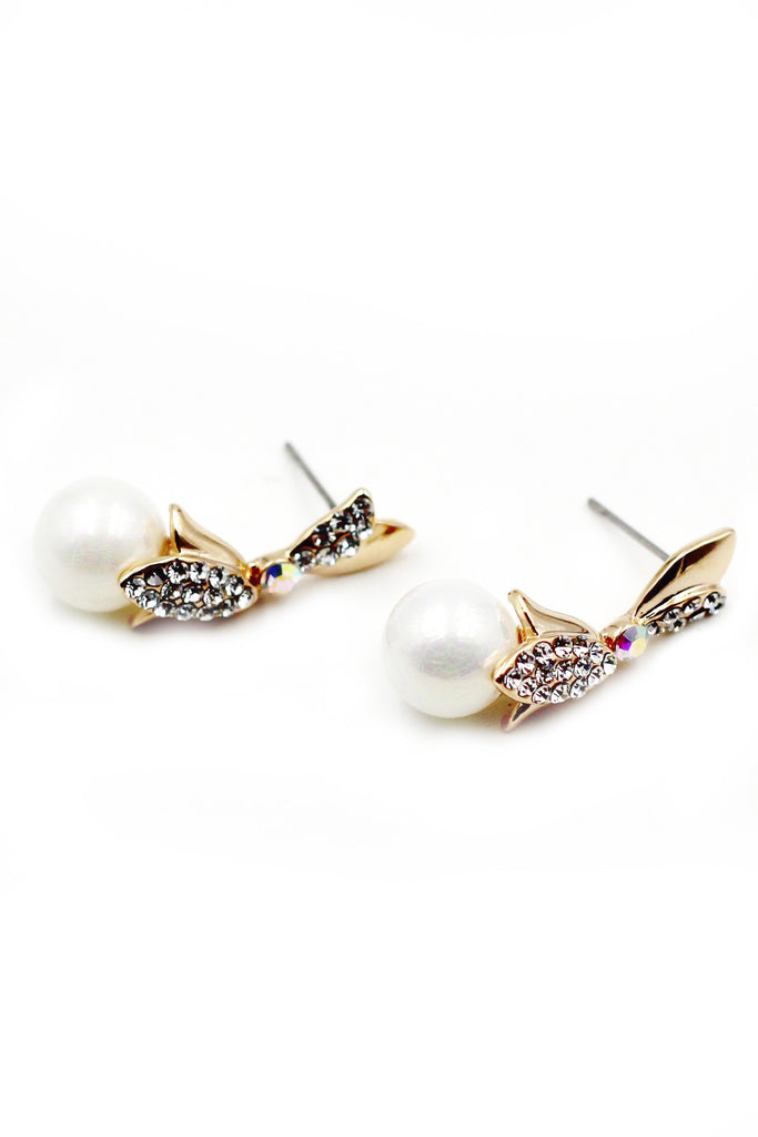 mini crystal cross pendant pearl earring set