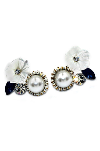 fashion round pearl crystal earrings