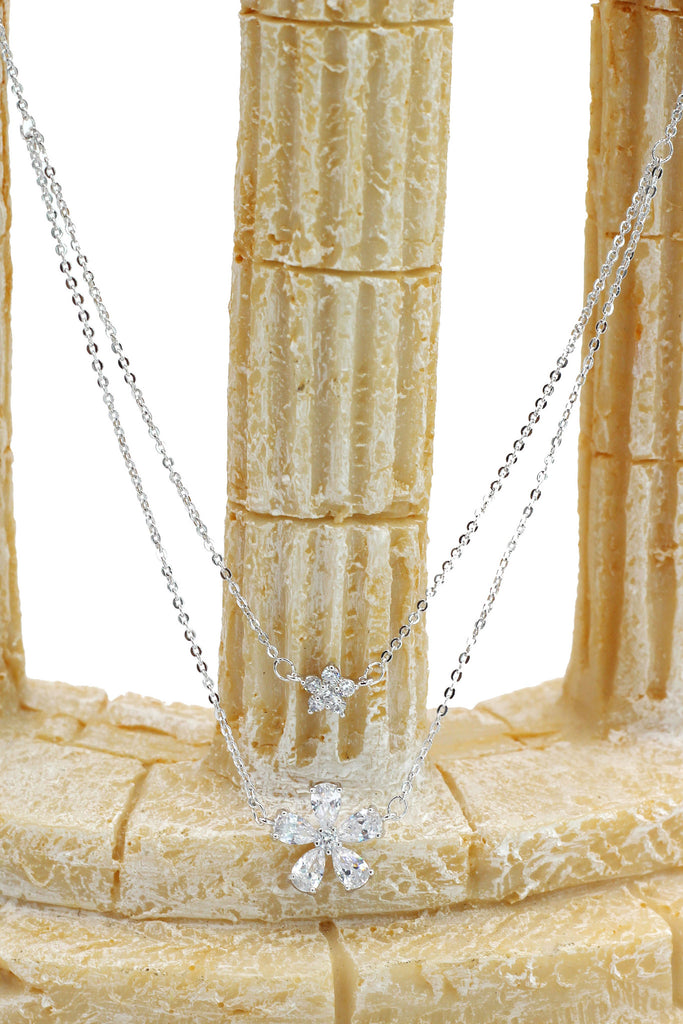 duplexes mini flowers crystal necklace earrings set