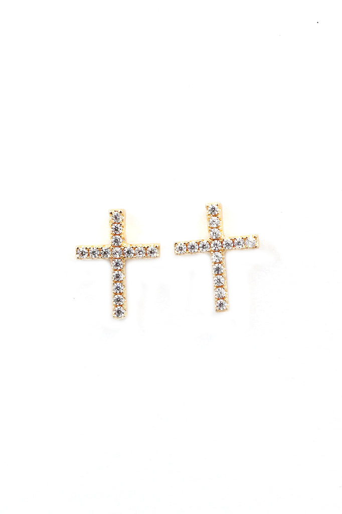 micro-set crystal cross necklace earrings set