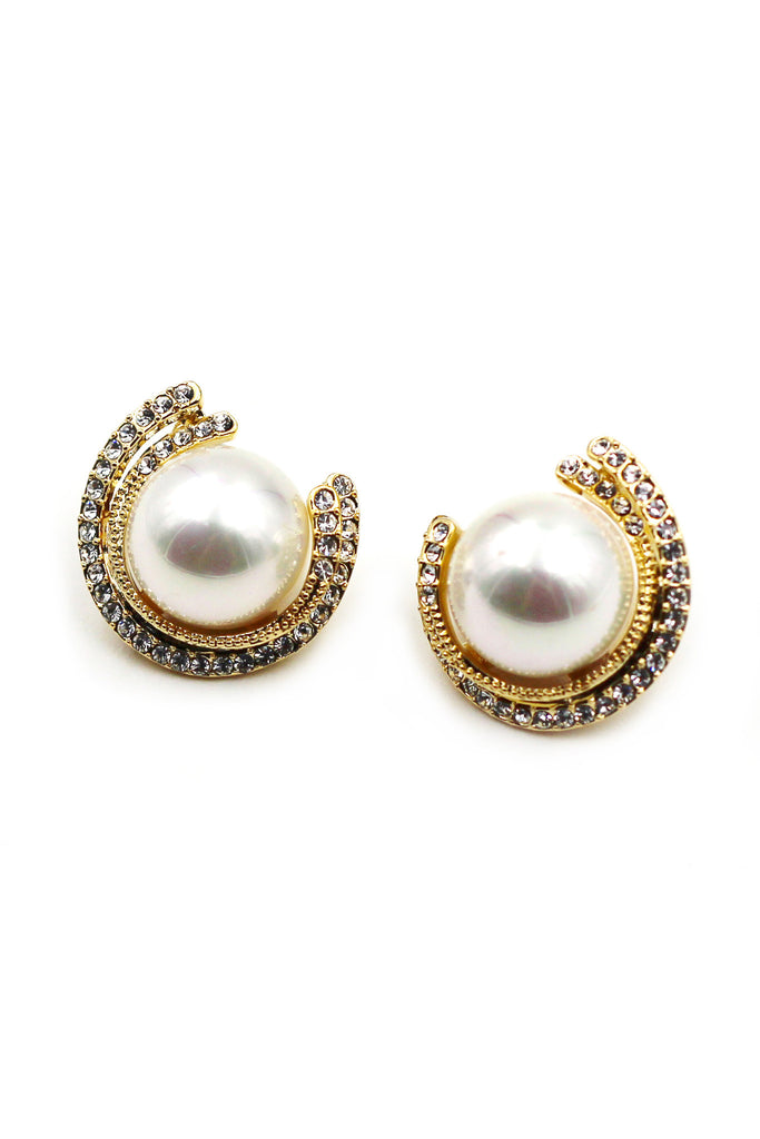 fashion round pearl crystal earrings