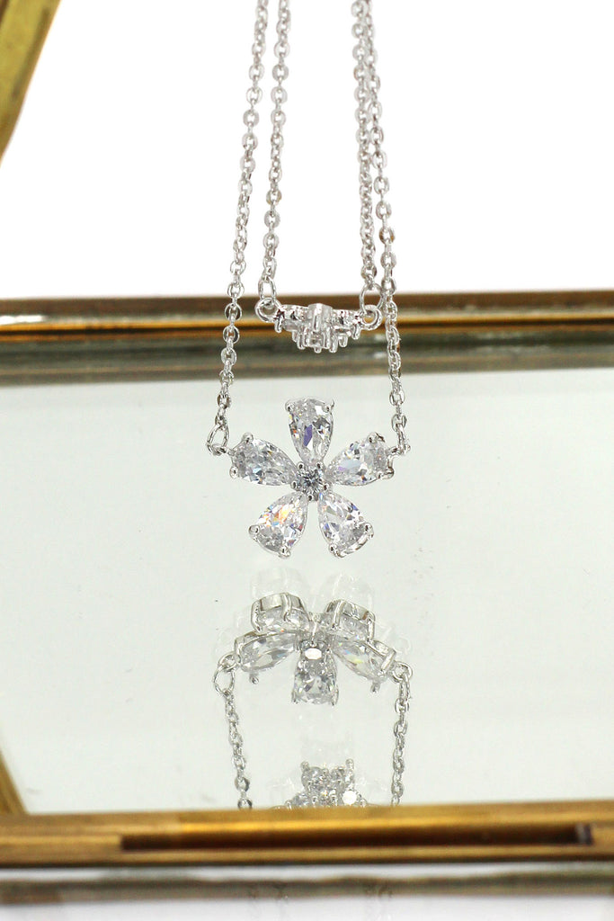 duplexes mini flowers crystal necklace