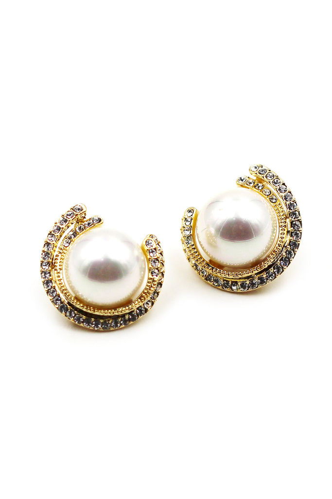 fashion round pearl crystal earrings