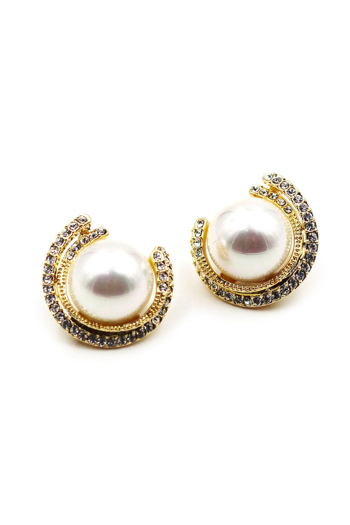 big round crystal pearl earring necklace set