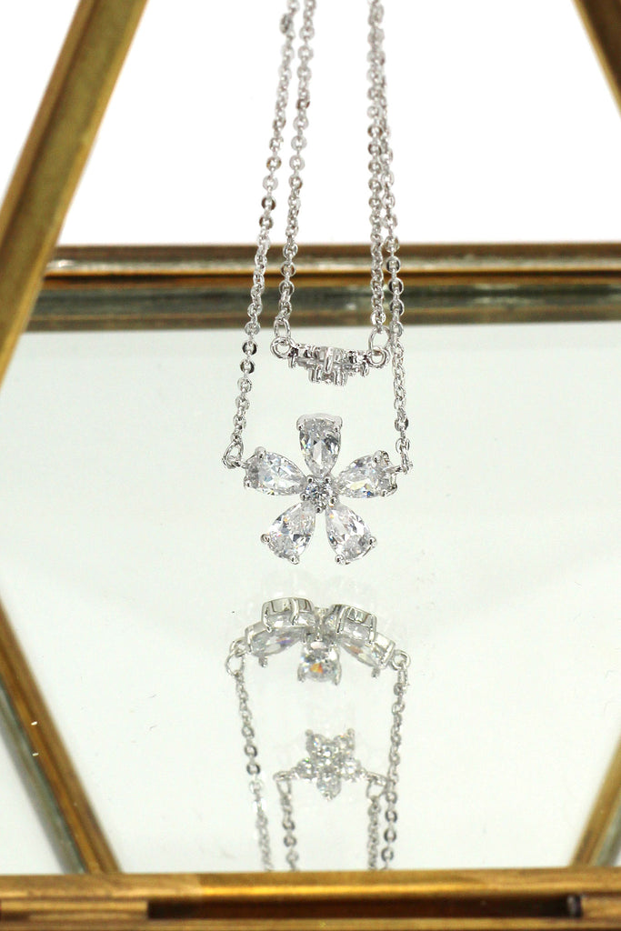 duplexes mini flowers crystal necklace