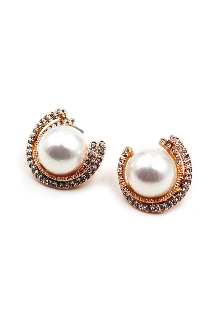 fashion round pearl crystal earrings