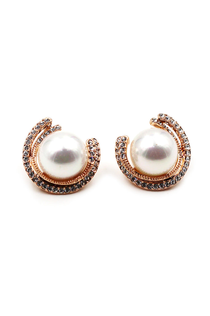 fashion round pearl crystal earrings