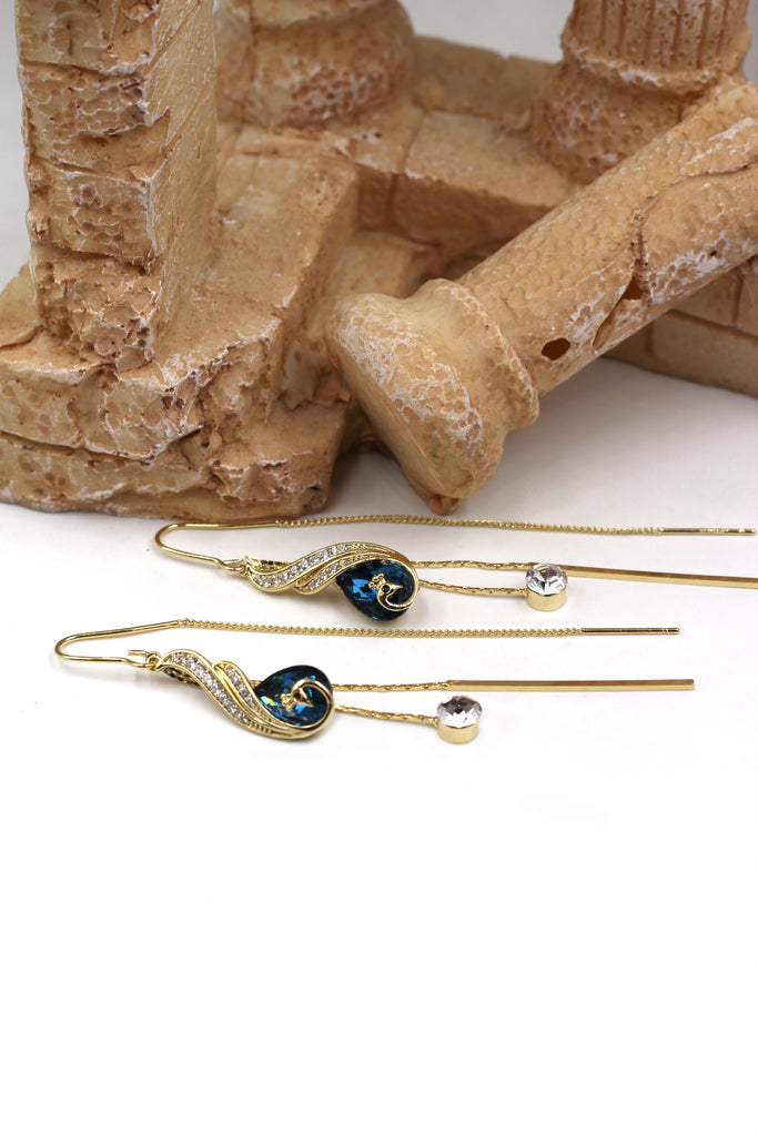 Fashion vintage blue crystal earrings