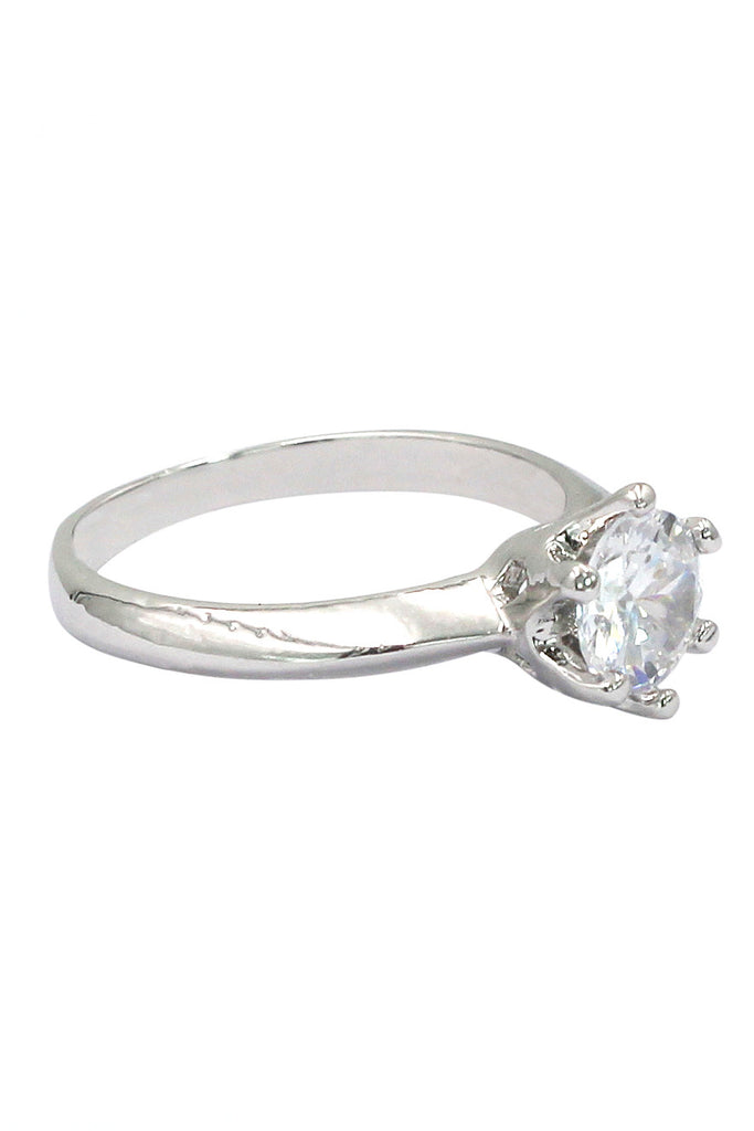 single crystal bare silver ring
