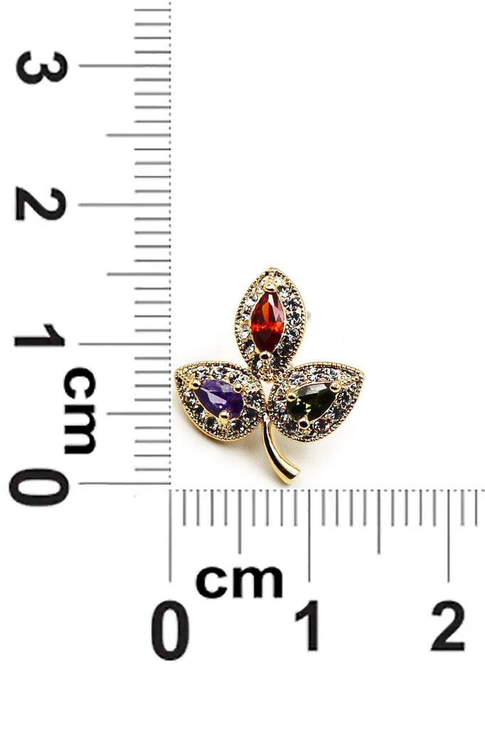 Retro Three Leaves crystal earrings