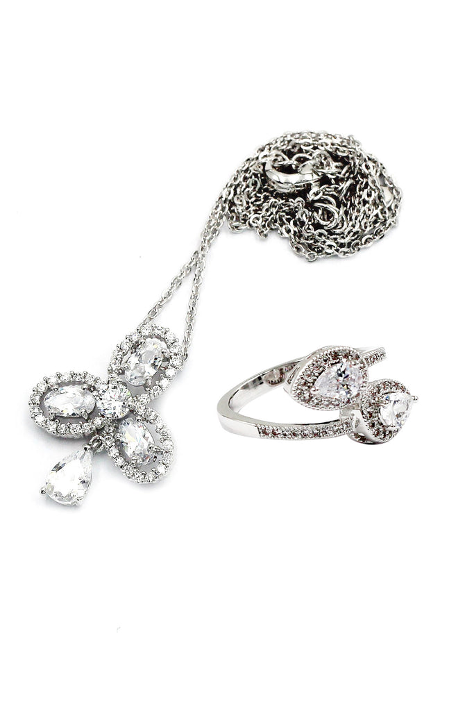 clover crystal ring necklace set